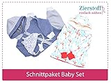 3 Papierschnittmuster zum Nähen von Babykleidung - Das Baby Set beinhaltet einen Overall, eine Mütze und Jacke für Babys und Kleinkinder von Gr. 50-74