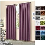 heimtexland ® 2er Set Verdunkelungsvorhang Kräuselband Vorhang Blickdicht Thermo Verdunklungsgardine Schlafzimmer Dekoschal Typ139 Mauve HxB 245x135 cm 2 Stück