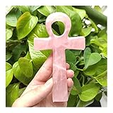 DOUPE Heilende Kristalldekoration. Natürliche hochwertige Rosenquarz Heilungsverzierungen Hand Schnitzen Kristallkreuz for Geschenk (Color : Rose Quartz)