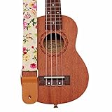 Musik Erste Original Design 'Rosa Ölweide in grün' Soft-Baumwolle und echtem Leder Ukulele Ukulele Umhäng