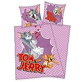 2tlg. Kinder Bettwäsche Tom & Jerry 135x200cm Baumwolle Bettdecke Bettg