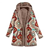 Winter übergangsjacke Lang Schwarz mit Fell Plüschjacke Winterjacke Wintermantel Jacke Damen Herbst Elegant Plüschmantel Fleecemantel Fleecejacke Herbstjacke Kapuzenjacke Plüsch Fleece M