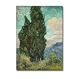 Van Gogh Cypress Leinwand Malerei Wandkunst Poster und Drucke, Rahmenlose Leinwandbilder für Wohnzimmer Dekoration A1 50x75