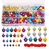 WEDNOK 325pcs Glöckchen Set Bunte Metallglöckchen Schellen Weihnachtsglocke zum Basteln DIY Weihnachten Baumschmuck Bastelset für Weihnachtendeko Schmuck 14mm/12mm/10