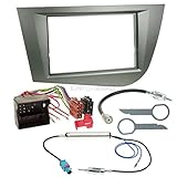 Carmedio Seat Leon 1P 05-09 2-DIN Autoradio Einbauset in original Plug&Play Qualität mit Antennenadapter Radioanschlusskabel Zubehör und Radioblende Einb