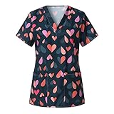 WENZHOU Kasacks Reinigungs- & Hauswirtschaftsoberteile für Damen Pflege Bunt T-Shirt Schlupfkasack mit Taschen Kurzarm Schlupfhemd Berufskleidung Krankenpfleger Uniformen Nurse Kasack #0316