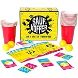 GUTTER GAMES Saufkoffer - Die 8 besten Trinkspiele (Bier Pong, Noch nie Habe ich, Ring of Fire und mehr) | Partyspiel für Erwachsene - ideal für das Vorglühen und den Spieleab