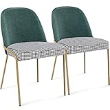 Esszimmerstühle 2er Set UR LIVESON Küchenstuhl Polsterstuhl Wohnzimmerstuhl Sessel mit Rückenlehne, Metallbeine,Polsterstuhl Modern Design Stühle (Green, 2er)