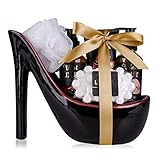 Accentra Velvet Luxury Badeset, Geschenkset in wunderschönem Keramik-Pump schwarz-rot, 6-teiliges Luxus Beautyset für ein entspanntes SPA-Erleb