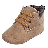 Babyschuhe Lederschuhe Neugeborenen Lauflernschuhe Baby Mädchen Krippeschuhe Krabbelschuhe rutschfest Weiche Schuhe Sternchen Schuhe Wanderschuhe Krabbelschuhe LMMVP (Khaki, 12CM(6~12 Month))