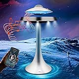 Magnetische Schwebender UFO Lautsprecher Lampe, Schreibtischlampe LED Dimmable 5 Farben Tragbare Bluetooth-Lautsprecher mit 5W-Stereo-Sound-Ladung 360 ° Rotation für Home/Büro Schreibtisch Dekor Silb