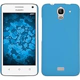 PhoneNatic Case kompatibel mit Huawei Y360 - Hülle hellblau gummiert Hard-case + 2 S