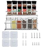 YunNasi Gewürzregale aus Rostfreier Stahl für Küche Badezimmer, Gewürzregal ohne Bohren, 2/4 Racks Gewürzregale Organizer für Schränke oder Wandmontage 29x6x6cm (Silber, 2 racks)