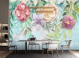 XHXI 3D fototapete Handgemalte Einfache Aquarell Blumen Pflanze Blätter Fotopapier Schlafzimmer Zimmer Tapete Wandbild fototapete 3d Tapete effekt Vlies wandbild Schlafzimmer-300cm×210
