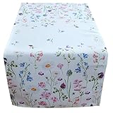 Raebel Tischläufer „Wiesenblume 40 x 140 cm Tischdecke Ostern Tischdeko Frühling weiß bunt B