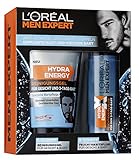 L'Oreal Men Expert Hydra Energy X Geschenkset mit Reinigungsgel (150 ml) und Feuchtigkeitsfluid (50 ml) für die 3-Tage-Bart Pfleg