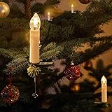 Kerzen Lichterkette, THOWALL 12M 30er LED Weihnachtsbaum Lichterkette mit Klemmen, Flammenloses LED Kerzen Dekoration für Weihnachtsbaum, Weihnachtsdeko, Hochzeit, Geburtstags, Party, Warmweiß