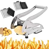 TWSOUL Pommes Frites Schneider Pommesschneider Edelstahl Kartoffelschneider Gemüseschneider mit 2 Messereinsätzen und Stempel Edelstahl-S