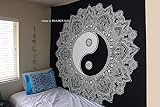 raajsee Indisch Wandteppich Mandala Baumwolle/Indien Wandbehang Schwarz Weiß Lotus Mandala groß Tapisserie/Hippie Bohemian Ombre Wand Tuch/Yoga Meditation Rugs (Yin Yang, 210 x 220 cms Queen)