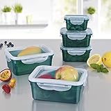 GOURMETmaxx 02653 Frischhaltedosen klick-IT, 10-tlg. Luftdichte Aufbewahrungsboxen mit flexiblem Deckel, Geeignet für Mikrowelle, Gefrierschrank und Spülmaschine, Kunststoff-Bpa Frei, Smaragd-Grü