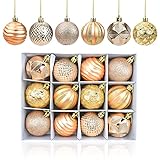 12 Stücke Christbaumkugeln, 6cm Glitzernd Weihnachten Deko Anhänger Champagner Weihnachtsdeko Kugeln mit Matt Glänzend Glitzer Christbaumkugeln Christbaumschmuck