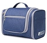 Groß Kulturbeutel Kulturtasche zum Aufhängen für Damen, Herren Waschtasche Reisebeutel Hängend Kosmetikbeutel Frauen, Männer (Denim Blau)