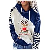 Weihnachten Sweatshirt Damen Streifen Oberteil Rote Nase Hirsche Aufdruck Vom Weihnachtsmann Damen Weihnachtspullover Frauen Sweatshirt Oberteil Mit Kordelzug Vorne Pullover Mit KäNg