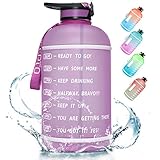 KEEPTO 3.78 L Sport Water Bottle,Breiter Mund Motivierende Water Jug mit Trinkhalm & Zeitmarkierungs-Tracker,BPA-frei Sport Trinkflasche für Fitness-Sportarten im Freien.05M07