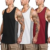 COOFANDY Herren Tank Top Baumwolle Sport Gym Ärmelloses Achselshirts Sleevesless Shirt Workout Laufen Joggen Fitness Bodybuilding,Weiß, Weinrot, Schwarz,L