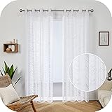 Amazon Brand - Umi 2 Stück Gardinen Vorhänge Transparent Vorhang Voile mit Ösen Vorhang Schals Wohnzimmer Schlafzimmer Kinderzimmer 260x140 (HxB) Weiß