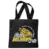 Tasche Umhängetasche 24 STUNDEN LKW SERVICE KRAFTFAHRER TRUCK FERNVERKEHR LIEFERWAGEN FAST DELIVERY HOT ROD US CAR MUCLE CAR V8 ROUTE 66 USA AMERIKA Einkaufstasche Schulbeutel Turnbeutel in Schw