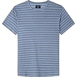 Hackett London Mens Linen Stripe Tee T-Shirt, 5NTCOUNTRY Blue, S