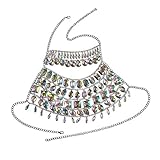 ANAZOZ Damen Körperschmuck Körperkette Körperkette Legierung Oberschenkel Kette Acrylnähte Mehrschichtiges Wassertröpfchen Büstenhalter Frauen Body Kette Silber Ethnische Art Bikini Party