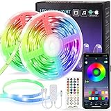 LED Strip Lichtband, 20m (2x10m) RGB LED Streifen Band, 5050 SMD LED stripes, APP-Steuerung und Fernbedienung 40 Tasten, verstellbare Helligkeiten RGB Farbwechsel Strip für Haus, Party, Bar, TV