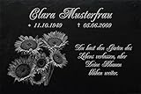 LaserArt24 Schiefertafel mit wetterfester Lasergravur des Motives Grabstein-030 und Ihrem Text/Daten in der gewünschten Schriftart z.B. als Grabplatte auf das Grab oder als Gedenkentafel für Z