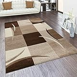 Paco Home Wohnzimmer Teppich In Versch. Farben und Größen Karo Muster Streifen 3-D Design Kurzflor, Grösse:160x230 cm, Farbe:B