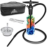 Hookah Wüste® - Premium Mini Shisha To Go - Wasserpfeife mit Tasche und Zubehör - Hookah Shisha Komplett Set - Reise Shisha Set - k