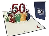 LIN-POP UP Grußkarten zum 50. Geburtag, Geburtstagskarten Glückwunschkarten Grußkarten Geburtstag