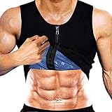 Yokald Herren Sauna Schweiß Weste Zipper Anzug Polymer Korsett Fitness Shapewear Kompression Taille Trainer Top Körperformer für Workout (schwarz, M)