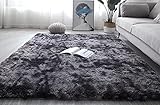 Azptan Hochflor Teppich Wohnzimmerteppich Langflor Shaggy Flauschig Teppiche für Wohnzimmer Schlafzimmer, Farbe: Dunkelgrau, Grösse: 120 x 160