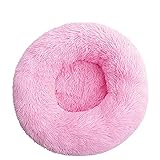 MXJMSD Plüsch Katze Bett Runde Warm Hund Katze Bett Donut Haustier Schlafen Betten Kennel Für Katzen Hunde Waschbar Kitty Welpen Matte Sofa Pet Zubehör,Rosa,70CM