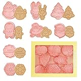 ENYACOS 8 STÜCK Weihnachts Ausstecher Kunststoff Stempel Ausstechformen Formen, Ausstecher Ausstechformen Weihnachten Set für Motivtorten Tortendeko Kekse Backen Küche Zubehö
