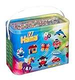 Hama Perlen 208-67 Bügelperlen im Eimer mit ca. 30.000 bunten Midi Bastelperlen mit Durchmesser 5 mm im Grundfarben Mix, kreativer Bastelspaß für Groß