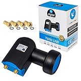 HB-DIGITAL LNB LNC Full HD TV 3D 4K + Kontakte vergoldet + Wetterschutz (ausziehbar) im Set mit F-Stecker vergoldet GRATIS dazu (Twin Ultra, Schwarz)