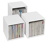 cubix CD-Box white, CD-Aufbewahrungs-Boxen aus Holz, 3 CD-Boxen für bis zu 40 CDs. Dekoratives, ansprechendes Design. CD-Aufbewahrung mit S