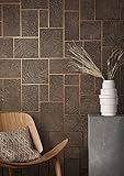 Tapete Braun Holzoptik Fliesenoptik Glanz Muster für Wohnzimmer oder Schlafzimmer Vliestapete 100% Made in Germany PREMIUM QUALITÄT 10,05 x 0,70m 85763