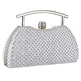 Abend-Clutch für Frauen, modisch, funkelnd, Diamant-Handtaschen, Cocktail-, Abschlussball-, Hochzeits- und Partytasche, silber, Einheitsgröß