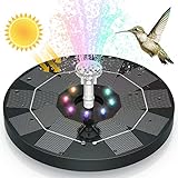 AISITIN Solar Springbrunnen 2021 Upgrade, 3.5W 180mm Solarbrunnen mit LED Licht Eingebaute Batterie 3000mAh Akku mit 6 Fontänenstile Solar Teichpumpe für Garten, Vogel-Bad, Fisch-B