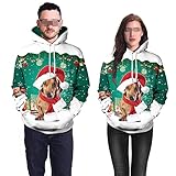 ZDDHOODY Sweatshirt Weihnachten Pullover mit Kapuze Bluse Weihnachtspullover Lustige Christmas Sweater 3D Weihnachts Pullover Herbst Winter Langarm Sweatshirt Hoodie Kapuzenpullover Xmas Party
