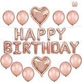 Tumao Happy Birthday Ballons Banner, Rosegold Luftballon Folienballons Buchstabenballons Luftballons Geburtstag, Latex Ballons, Elegante Party Supplies für Frauen, Kinder Baby Mädchen Party